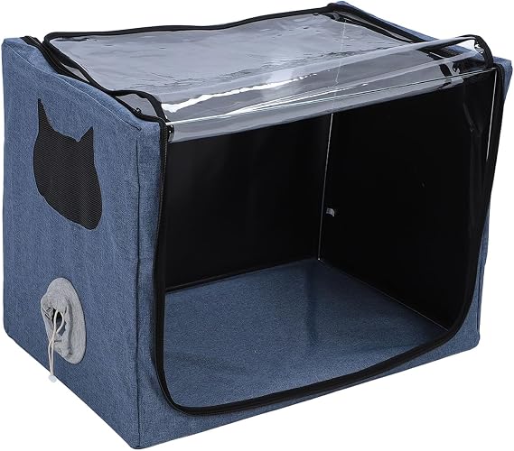 Pet Nebulizer Nest Foldable Spacious Dual Holes Cat Dog Oxygen Chamber Inhalation Box for Home Pet Hospital