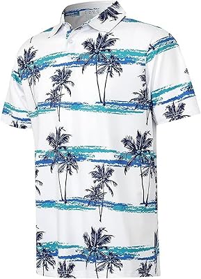 AOTORR Mens Polo Shirts Dry Fit Moisture-Wicking Performance Print Short Sleeve Golf Shirts for Men