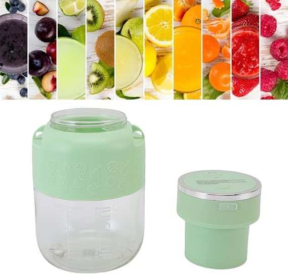 Portable Juicer Cup, 800ml Rechargeable Detachable Electric Blender with Strap Straws for Office Gym Home Camping Travel, Personal Juicer Bottle for Shakes Smoothies (Green)