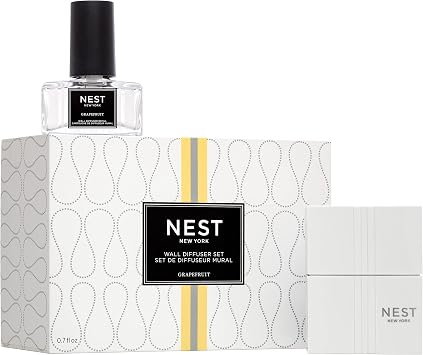 NEST New York Wall Diffuser Set, Grapefruit - Includes 1 Diffuser Unit + 1 Refill - Up to 30 Days of Continuous Scent - Cruelty Free, Vegan - Made in USA