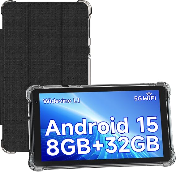 YQSAVIOR Tablets, Android 15 Tablet 7 inch, 8GB RAM 32GB ROM Tablet PC Quad-Core Processor Computer Tablet for Kids, IPS Screen, Dual Camera, WiFi, Bluetooth Tab PC