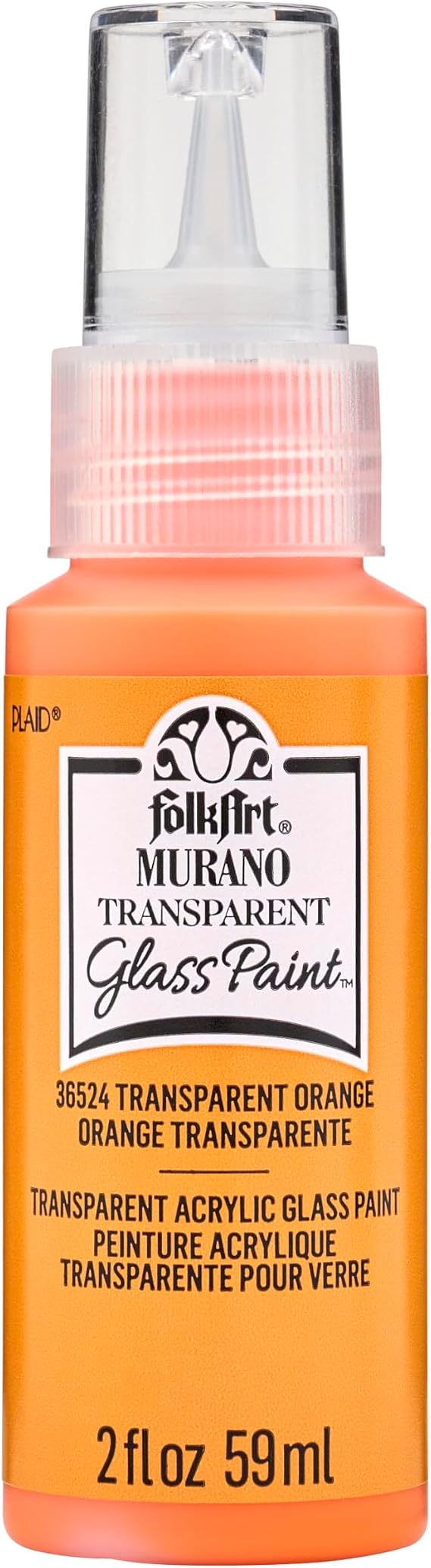 FolkArt Murano Transparent Acrylic Glass Paint, Orange, Perfect for Indoor and Outdoor Arts and Crafts Projects, 2 fl oz, 36524