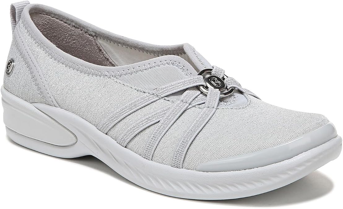LifeStride BZees Women's Niche Slip-On Comfort Ballet Flat,Silver Shimmer,9.5