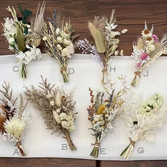 Mini Dried Flower Bouquet | Small Milk Bottle Arrangement | Table Decoration | letterbox Gift | Pampas | Bunny Tails | Boho Cake Flowers 04 (Style D)