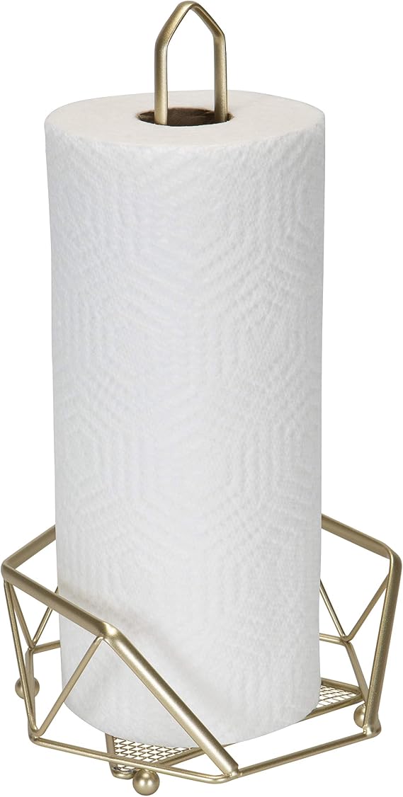 Kitchen Details Geode Paper Towel Holder | Countertop | Free Standing | Holds 1 Large Roll | Rust Resistant | Decorative | Satin Gold