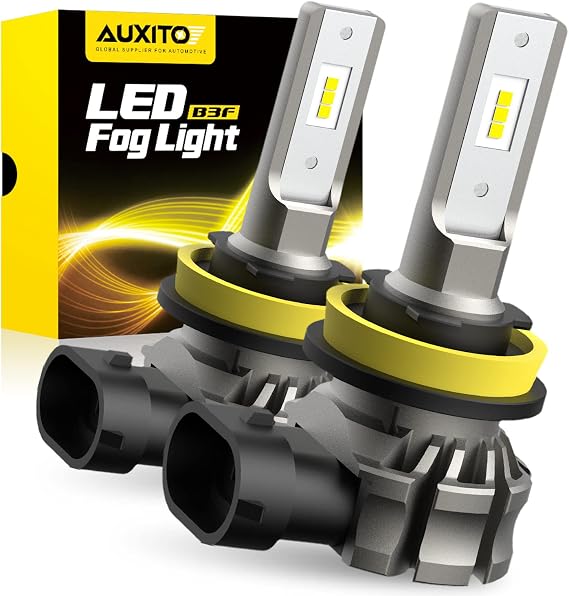 AUXITO H11/H8/H16 LED Fog Light Bulbs, 15000 LM 6500K White Light, 900% Brightness, CSP LED Chips H11 Fog Lights Replacement, Play and Plug (Pack of 2)