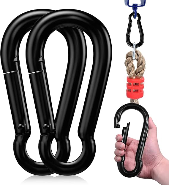 Locking Carabiner Clip 2 Pack, Carbon Steel Quick Link Clip