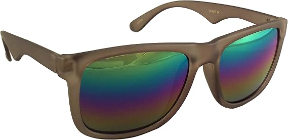 Rainbow Reflective Sunglasses - Mirrored Rainbow Lens - Retro Style - UV400