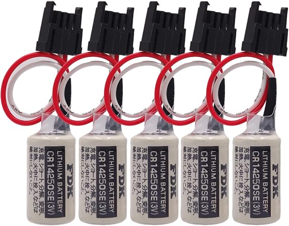 (5-Pieces 1100mAh CR14250SE 3V 1/2AA Replacement FDK PLC Battery 1747-BA Backup Power Supply with Black Plug