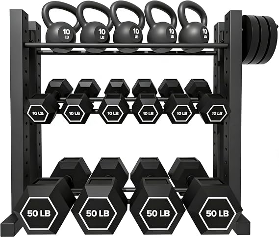 3-Tier Dumbbell Rack Stand Only, Dumbbell Storage Rack for Home Gym