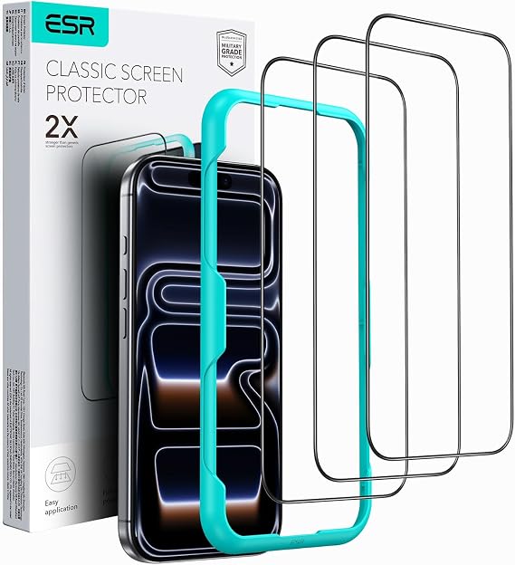 ESR 3 Pack for iPhone 18 Pro Max/17 Pro Max Screen Protector, Align Frame