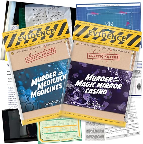 Cryptic Killers Bundle #6 - Unsolved Murder Mystery Game - Cold Case File Investigation - Detective Clues/Evidence - Solve The Crime - Individuals, Date Nights & Party Groups - 2 Pack