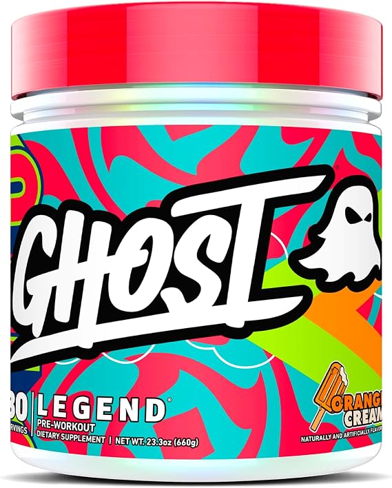 GHOST Legend Pre-Workout Powder, Orange Cream, 30 Servings | Pre-Workout with 300MG Caffeine, L-Citrulline, Beta Alanine - Energy & Focus for Men & Women - Free of Soy, Sugar, Gluten