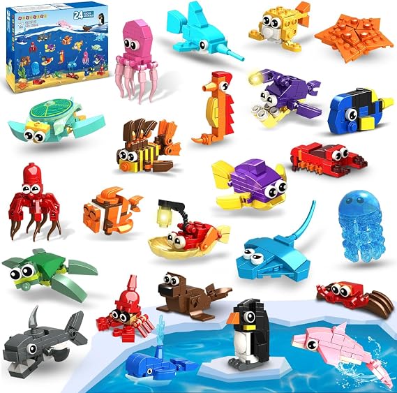 24 Pack Party Favors for Kids Ocean Building Set for Boys Girls Age 6-12