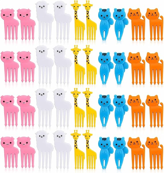 40 Pieces Alpaca Shaped Animal Food Picks for Lunchbox, Mini Fun Fruit Picks for Lunch Accessories, Lunch Picks for Bento Box Essentials, Cute Reusable Toothpicks Forks for Picky Eaters, BPA-Free