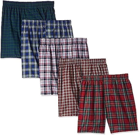 Hanes Men's Ultimate Underwear Boxers Pack, 5-Pack, Cotton-Blend Plaid Boxers for Men, Everyday Underwear