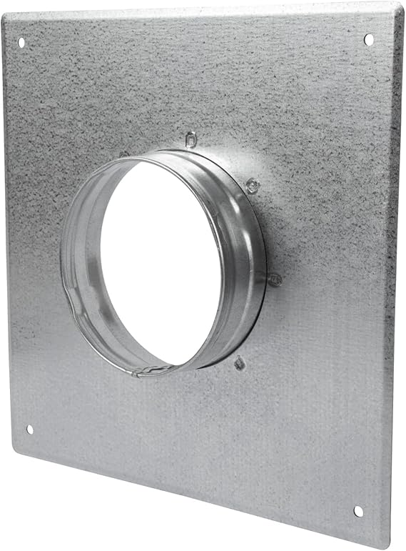 Repa Market 4 Inch Round Dryer Duct Flange - Galvanized Steel Dryer Vent Wall Plate - Wall, Ceiling Rigid or Flex Pipe Adapter for Dryer Duct Hose, AC Exhaust Hose, HVAC Dryer Vent Duct Connector