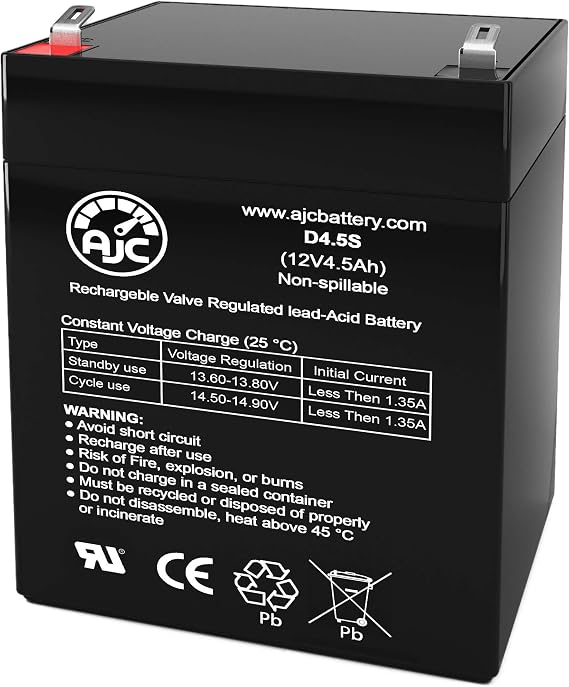 AJC Battery Compatible with DSC Ultratech UT1240 12V 4.5Ah Alarm Battery