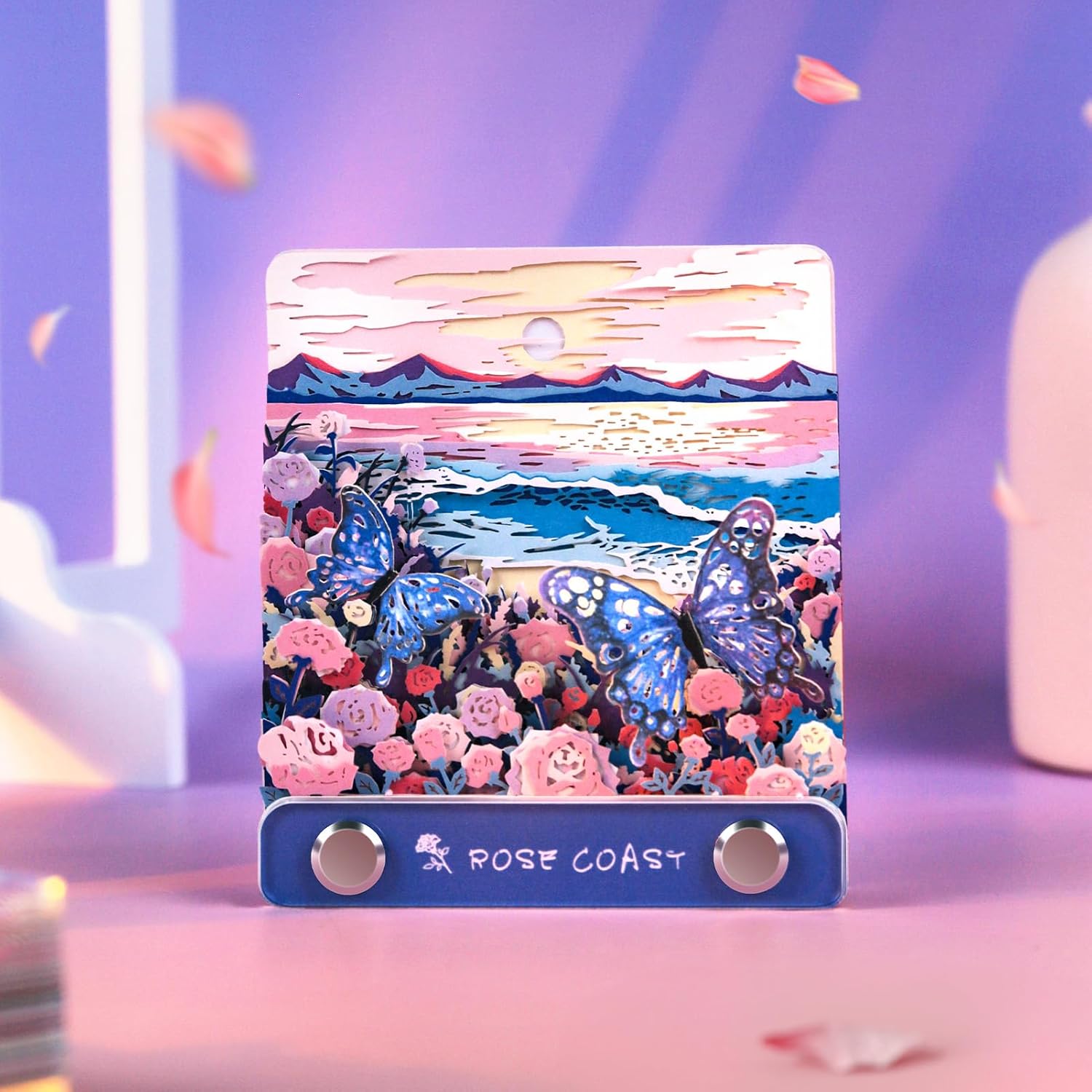 3D Calendar 2025,3D Calendar Memo Pad,3d desk calendar 2025,New Creative Time Piece Calendar, Art Calendar Paper Carving for Rose coast, Valentines Day,Holiday