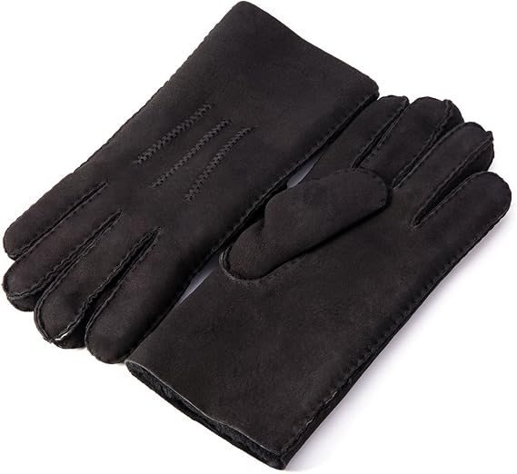 YISEVEN Men's Shearling Sheepskin Leather Gloves Long Cuff