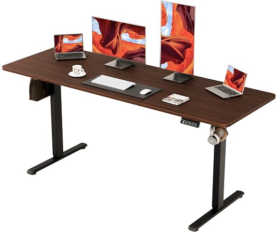 ERGOMAKER Electric Standing Desk 170x60cm, 2 Memory Presets, Black Walnut