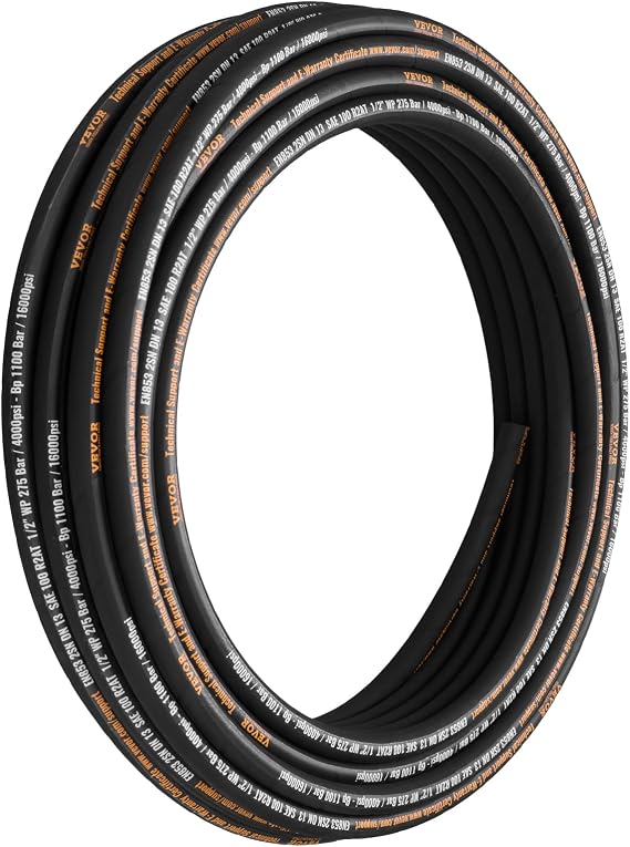 VEVOR Hydraulic Hose 1/2 Inch x 100 Ft 4000 PSI Working Pressure