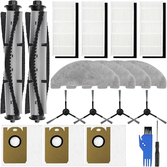 Spare Parts Replacement for Imou L11Pro / L11Pro Max Laresar L6 Pro Honiture Q6 Pro AIRROBO T10+ Robot Vacuum Cleaner Main Brush Side Brush Filter Dust Bag Mop Cloth Accessories Kit