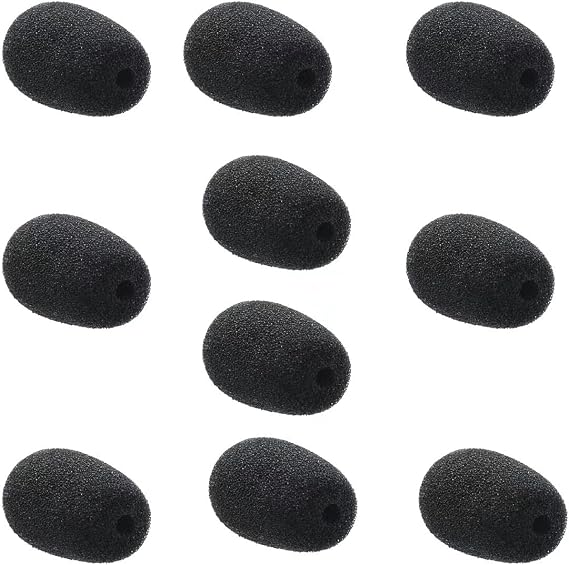 12 PCS Headset Microphone Windscreen Foam Cover and High-density Lapel Mic Covers Pop Filter Replacement Windshield for Headset Microphone