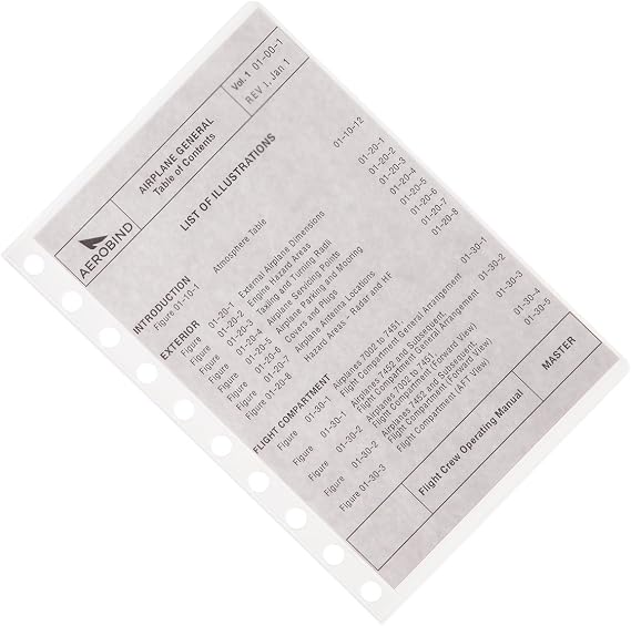 10 Hole Sheet Protector Pocket for 10-Ring Pilot Checklists - 15 Per Pack
