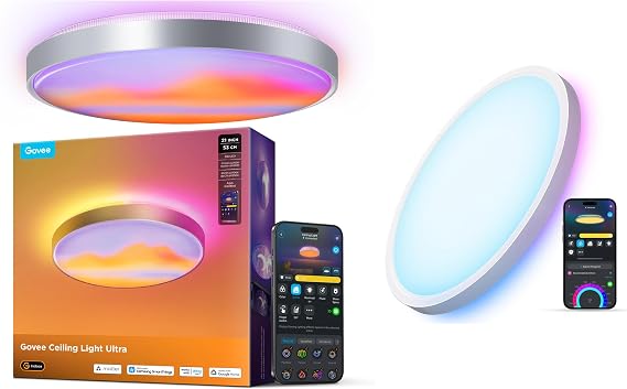 Govee Smart Ceiling Light 12 Inch Bundle with Ceiling Light Ultra 21 Inch 5000LM