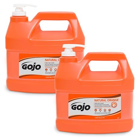 GOJO Natural Orange Pumice Hand Cleaner, Pump Bottle, 2ct x 1 Gal - 0955-02