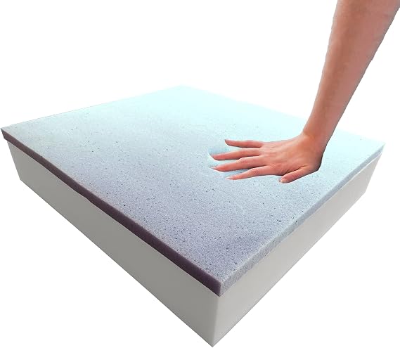 Foamma 3" x 20" x 20" Cooling Gel-Infused Memory Cushion with High-Density Foam Base, Medium Firm Seat Replacement, Chair Padding for Dining or Wheelchair Cushion Replacement