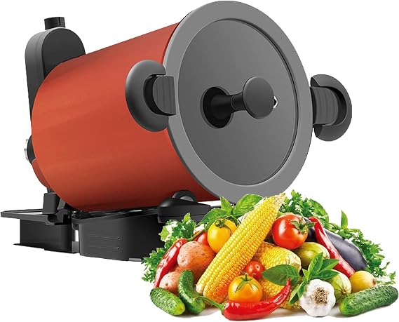 Full Automatic Cooking Machine,Intelligent Multi Cooker,Multi-Function Non-Stick Pan Stir-Fry Machine Cooker,360 Rotating Heating Pot Stirrer, for Cooking, Outdoor,20 * 23 * 24cm,Red