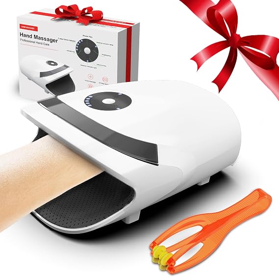 Xllent Hand Massager with Compression & Heating,Mothers Day Gifts for Him and Her,Electric Hand Massager for Arthritis and Carpal Tunnel,Gifts for Women Men Her Him(White)