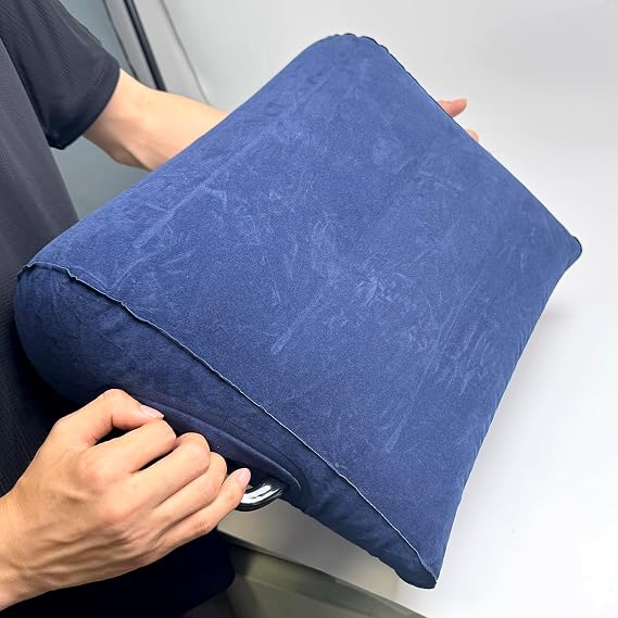PVC Flocking Inflatable Triangle Pillow Armchair Models Emotional Sex Position Cushion Multifunctional Portable Cushion Lumbar Cushion Legs Erotic Pillow (Blue)