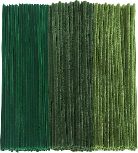 150pcs Pipe Cleaners Green for Craft 3 Colors of Green Pipe Cleaners 30cm Long Flexible Pipecleaners for Christmas Tree Project DecorationIdeal for Making Flowers, Animals & Decorations