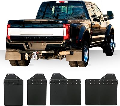 RokBlokz Mud Flaps for 2017-2022 Ford F-450 Dually - Set of 4 - Front and Rear Mud Guards - Includes Mounting Brackets, Hardware, and Detailed Instructions Black with Black Logo, Original