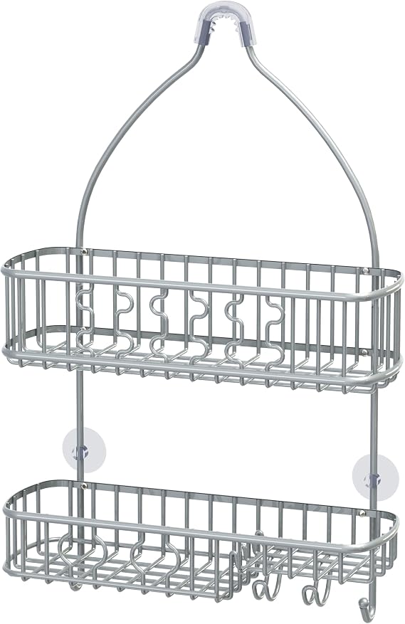 Simple Houseware Bathroom Hanging Shower Head Caddy Organizer, Silver