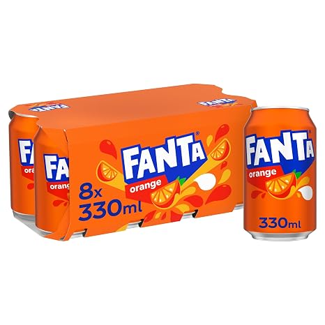 Fanta Orange Soft Drink Cans, 8 x 330 mL