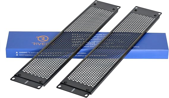 RIVECO 2U Vented Blank Panels for Rack & Cabinets Front Cover Panel 19-Inch Server & Network Rack Mount 2PCS Black