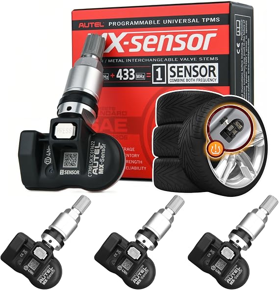 Autel TPMS Sensors 4pcs, 2in1 315MHz+433MHz Universal Tire Pressure Sensor