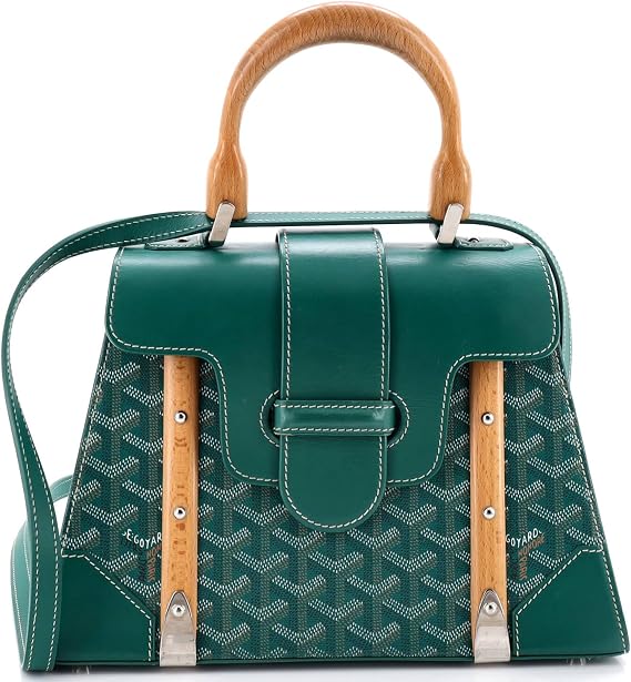 Pre-Loved Saigon Top Handle Bag Coated Canvas with Leather PM, Green