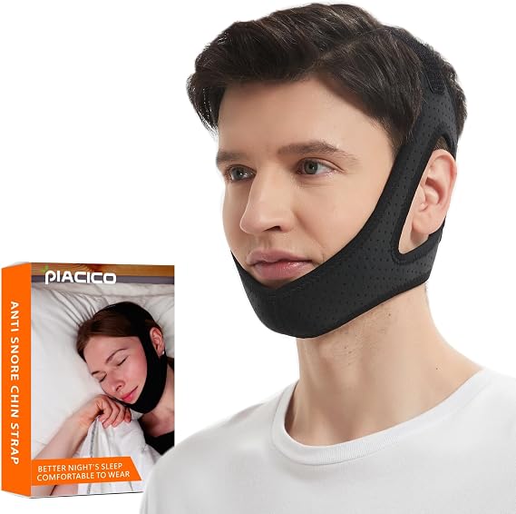 Chin Strap for Cpap Users - Adjustable Snore Stopping Device Face Mask Bandage Keeping Mouth Closed - Anti Snoring Sleep Aid Solution - Skin-Friendly