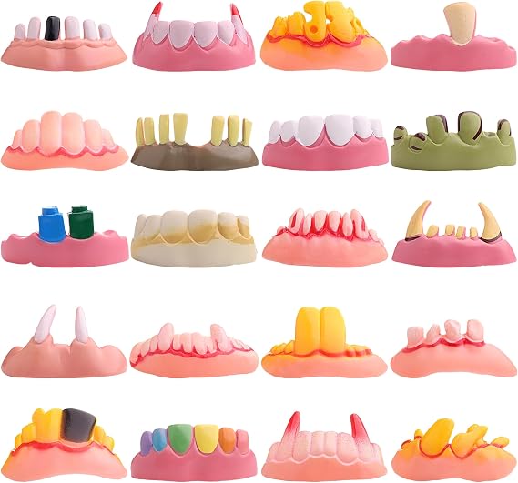 Megamix Funny Halloween Teeth Fake Dentures Random Style 25 Pack - Vampire Teeth Hillbilly Teeth for Adults Kids Funny Teeth Vampire Fangs - Scary Monster Teeth Party Favors Gags & Practical Joke Toys