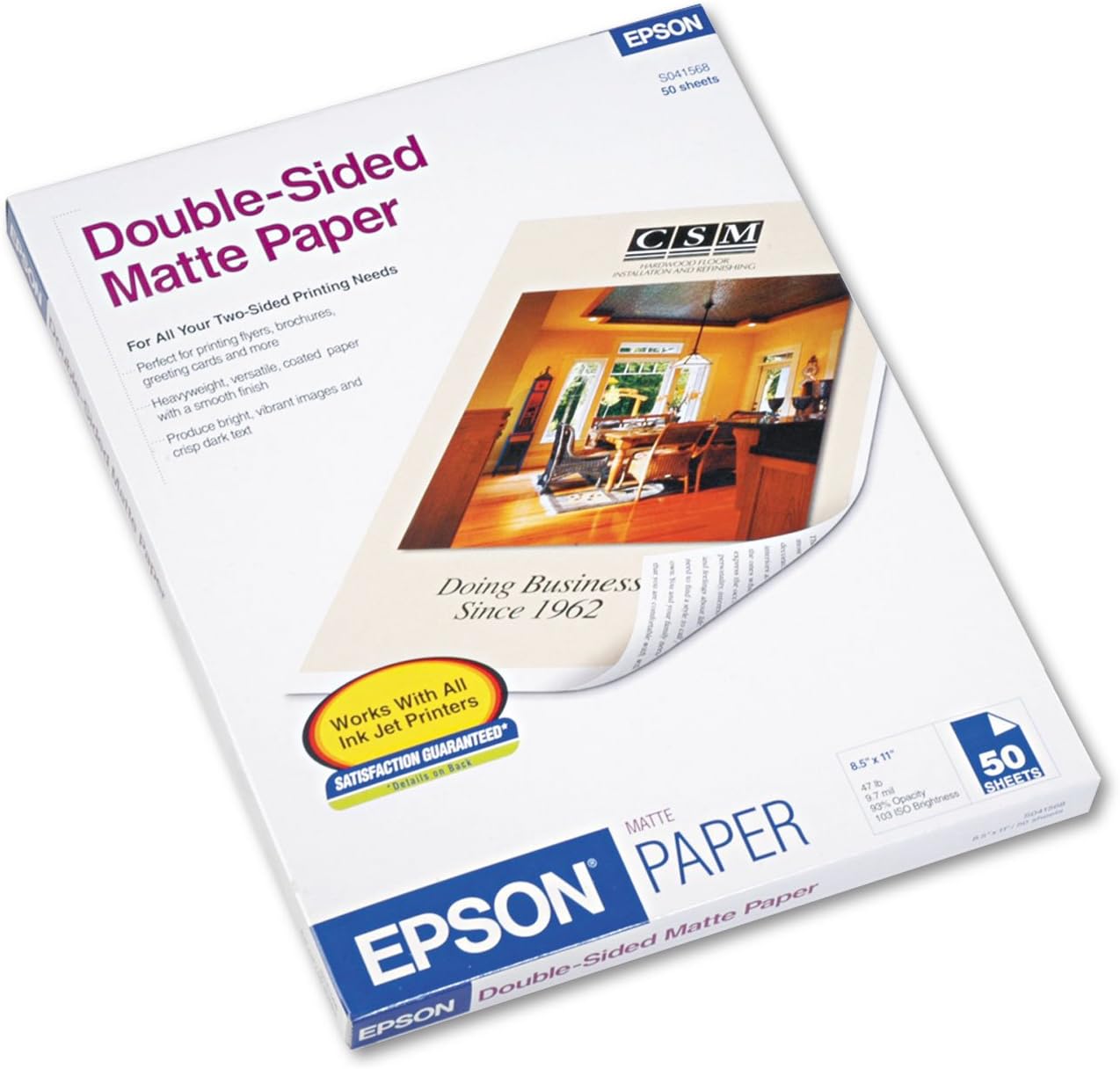 Epson Premium Presentation Paper MATTE 8.5x11 Inches, Double-sided, 50 Sheets S041568 4, DESIGN 1