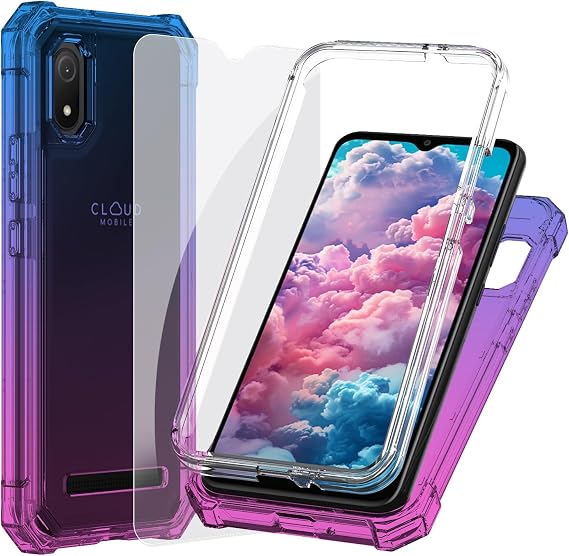 Ailiber for Cloud Mobile Stratus C8 Phone Case, Screen Protector-Blue Pink
