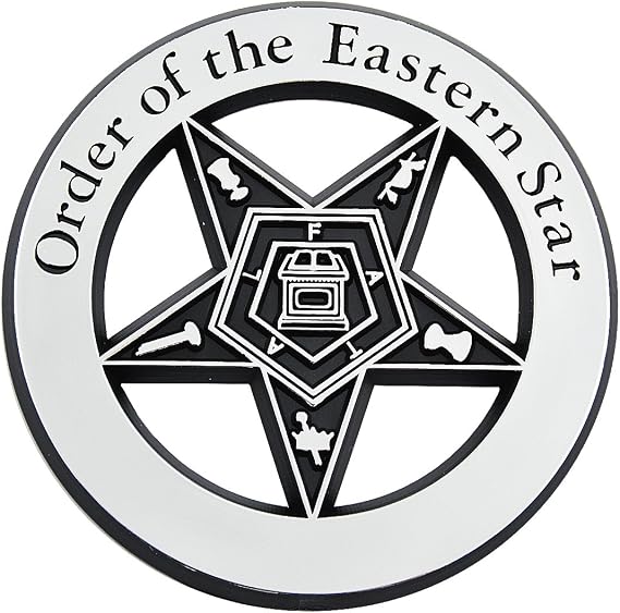 Order of the Eastern Star ABS Plastic Masonic Auto Emblem - [Chrome][3'' Diameter]