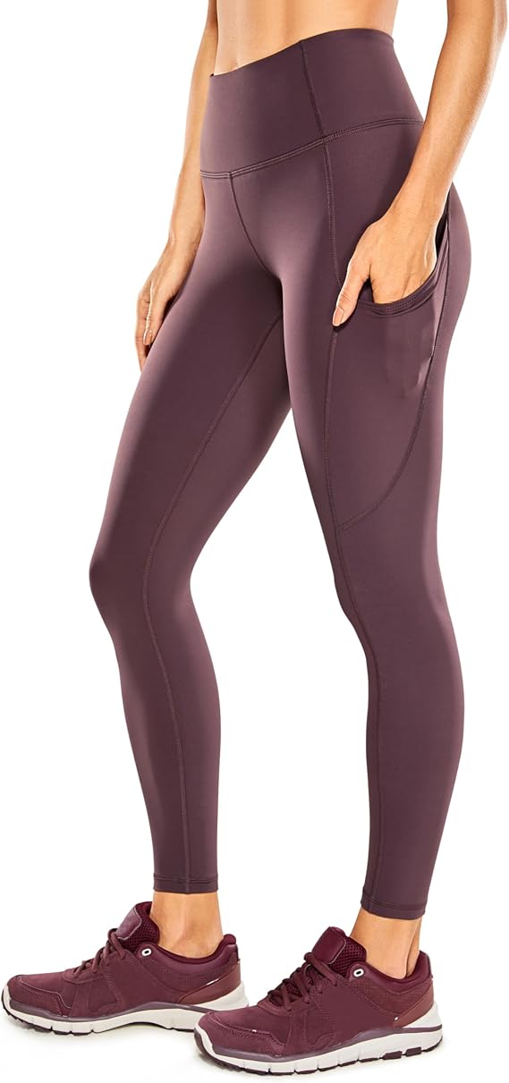 CRZ YOGA Women's Naked Feeling Workout Leggings 25 Inches - High Waisted Yoga Pants with Side Pockets