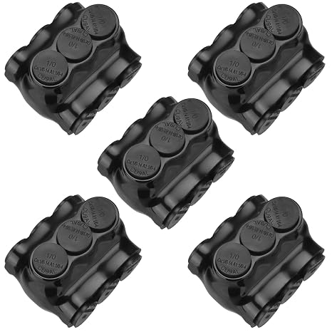 Copkim 5 Pack 3 Port Insulated Wire Connectors Aluminum Inline, 1/0-14 Awg