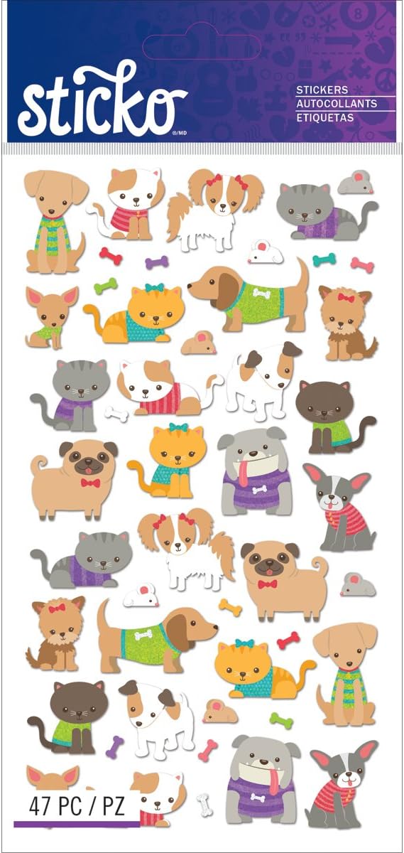 Sticko E5201275 Classic Tiny Cats & Dogs Stickers
